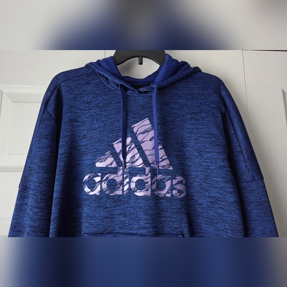 Adidas Floral Badge Of Sport Women's Blue Logo Hoodie Size M - Picture 3 of 14